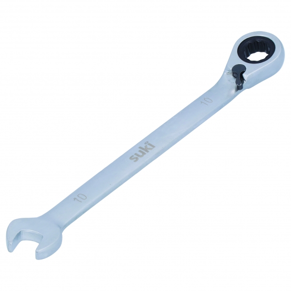 Ratchet ring wrench 10 - 19 mm, cranked